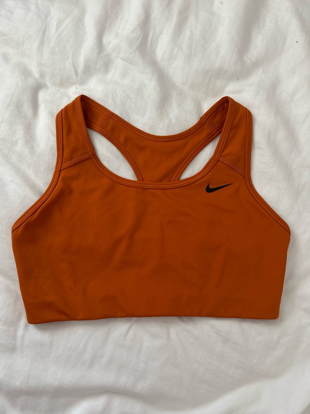 Nike Dri-Fit Orange Racerback Sports Bra with Black Logo
